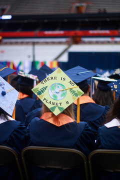 An environmental-themed cap with the words, 