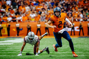 Eric Dungey had the best game of his career against Colgate on Friday. He threw for 355 yards in the season opener.