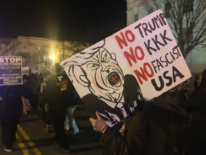 Protesters took to the streets of Washington, D.C., on the eve of Donald Trump's inauguration.