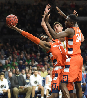 Quincy Guerrier had five rebounds for Syracuse on Wednesday night, and the Orange outrebounded the Fighting Irish, 41-34.