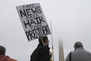 Those participating in the Women's March walked from all across the city to travel past the National Monument down the Mall towards the Rally being held near the Capitol Building.