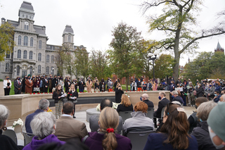 Almost 200 people gathered at the Place of Remembrance to honor and remember the 270 people who were killed by a terrorist attack on Pan Am Flight 103.