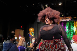 Syracuse-born and -raised drag queen Miss Sparkle Royale performs lip syncing for the show at the Community Folk Art Center.